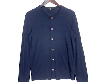Tricot Comme Des Garcons Cardigan Women Button Up Navy Japanese Brand Designer Size S