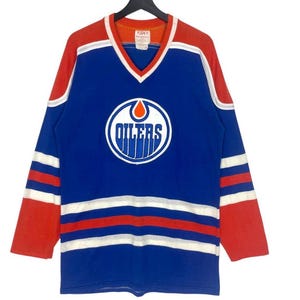 Camiseta vintage de hockey de los Oilers de los años 70: ropa de calle desgastada de la NFL, talla M