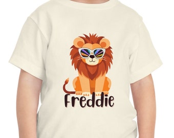 T-shirt avec nom personnalisé pour tout-petit | Lion cool personnalisé avec le nom de l'enfant | Fantastique cadeau d'anniversaire personnalisé pour tout-petit !