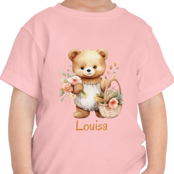 Custom Toddler T-shirt, Child Shirt with Name, Personalized Toddler Gift, Teddy Bear Tee, Birthday Gift for Child, Custom Child Shirt