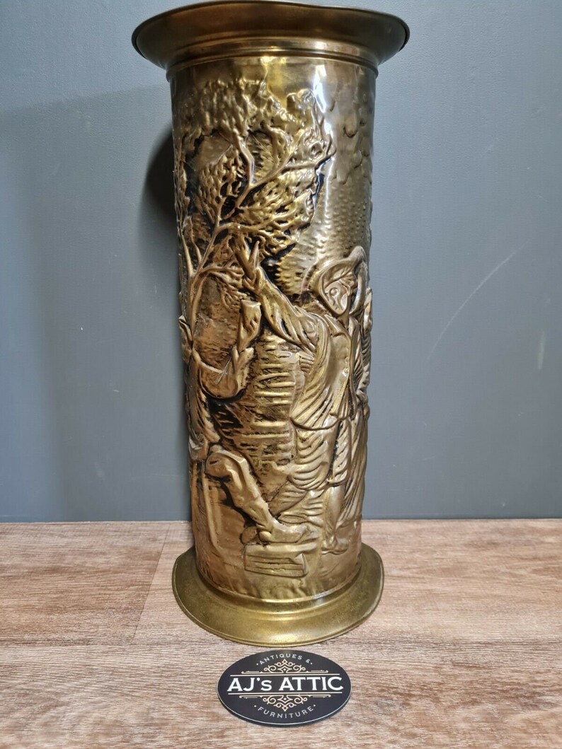 Vintage Embossed Thin Brass Umbrella / Walking Stick Holder Etsy