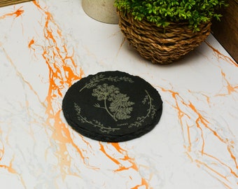 Herb Garden Slate Coaster: Laser Engraved Cottagecore Decor