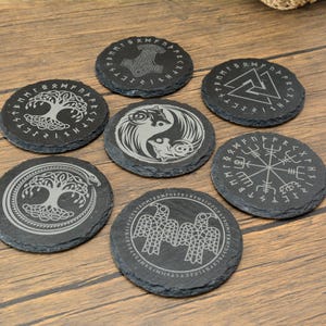 Norse Slate Coasters – Engraved Viking Symbols for Home, Hearth & Ritual – A Gift from the Old Ways