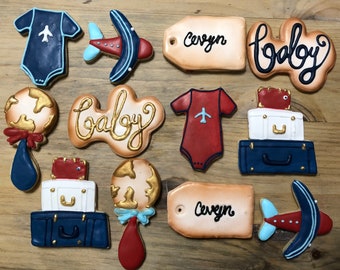 Travel baby shower cookies