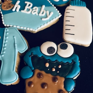Inspire cookie monster babyshower sugar cookies