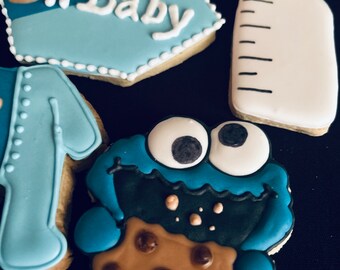 Inspire cookie monster babyshower sugar cookies