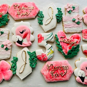 フラミンゴデコレーションクッキー - 1ダース