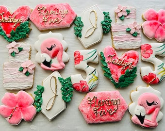 Flamingo Decorated Cookies - One Dozen