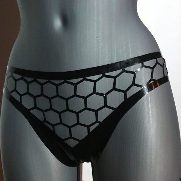 Latex Panty - Honeycomb - schwarz