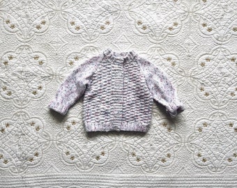 Cardigan maglione lavorato a maglia rosa chiaro vintage per bambini - 12 MOS-2T