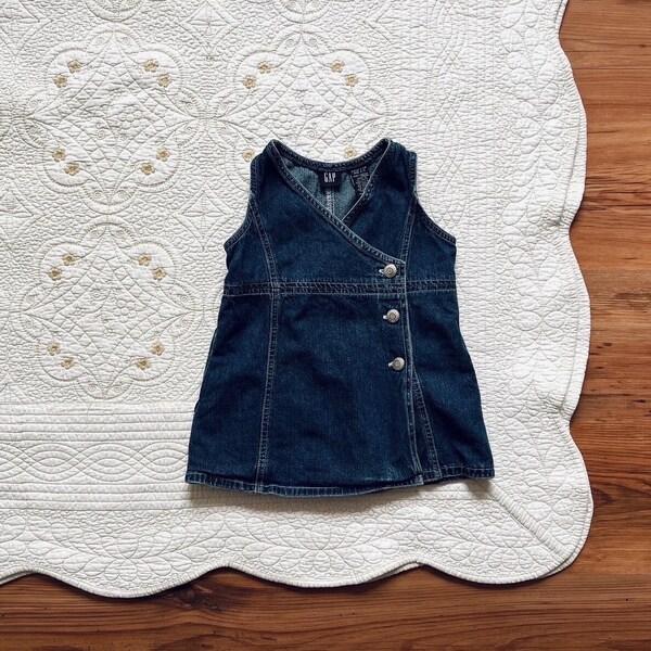 Vintage Children's Blue Denim Sleeveless Dress - Gap - 2-3T