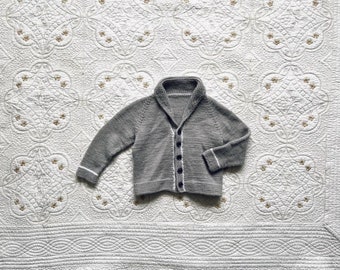 Vintage Children's Grey Button Up Knit Sweater - 12-18 MOS