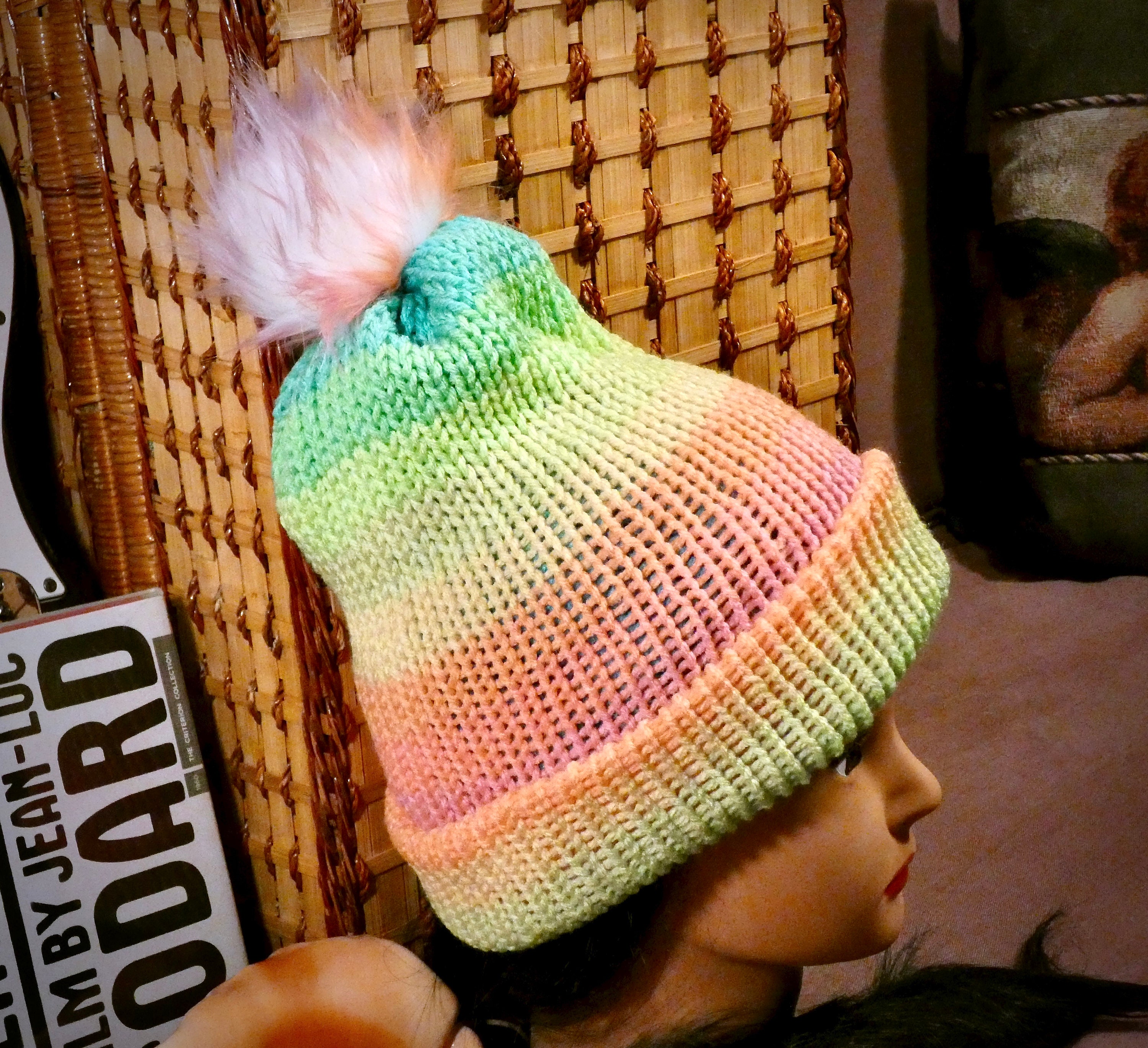 Crochet Hat Tiktok Beanie Pattern Tiktok Rainbow Beanie With Pom