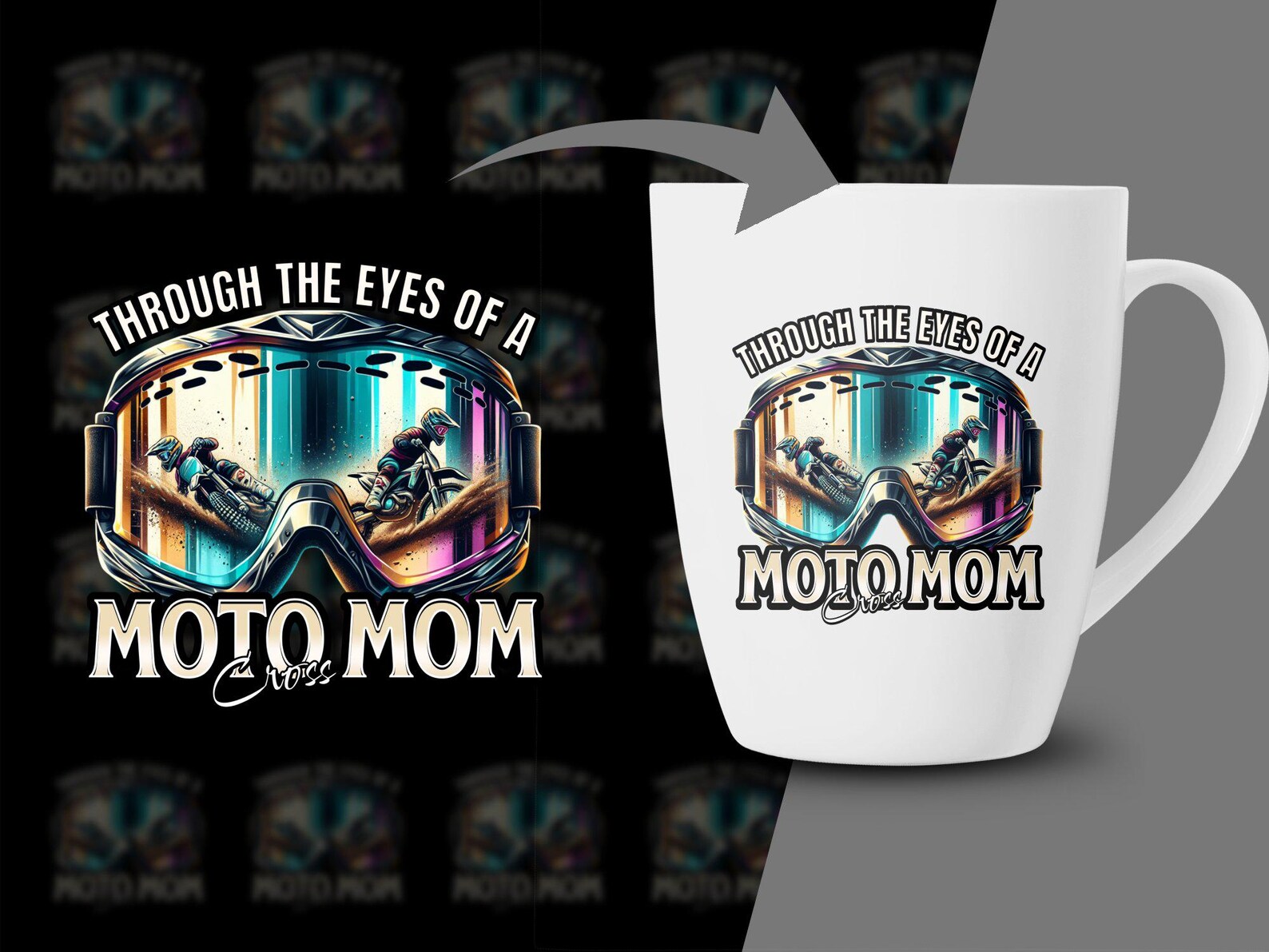 Motocross Mom Digital Art PNG, Dirt Bike Racing Print, Mother's Day ...