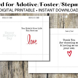 Bonus mom card, Adoptive/Foster/Stepmom Mother&#39;s Day Card, Card for mom, Gift for Mom, digital printable, greeting card
