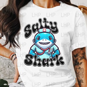 Salziger Hai Krankenschwester PNG, lustiger Hai Digital Download, 4200x4800 Design, Cartoon Tier Clipart, Süßer Arzt Bild, printable Kunstdatei