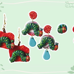 The Very Hungry Caterpillar Inspired Polymer Clay Earrings | Handmade | Hand Painted