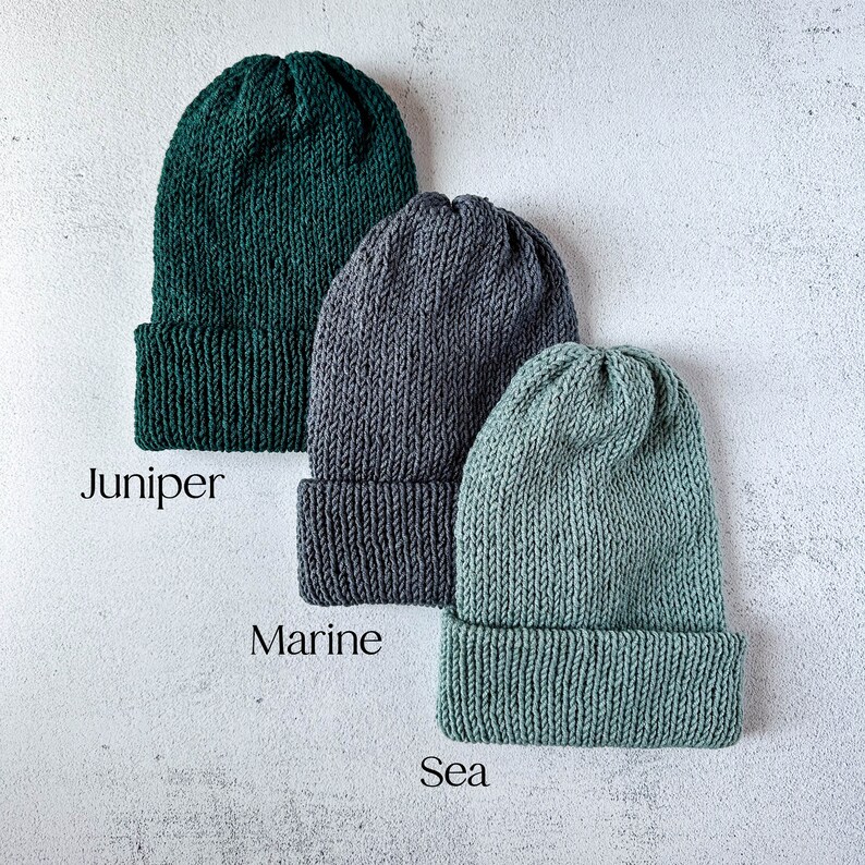 blue earth tone beanies