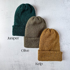 green earth tone beanies