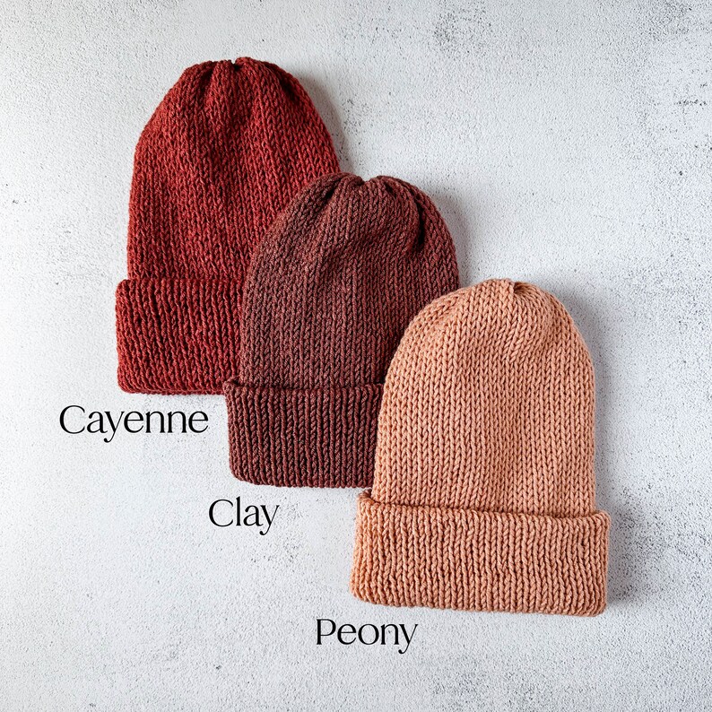 red earth tone beanies