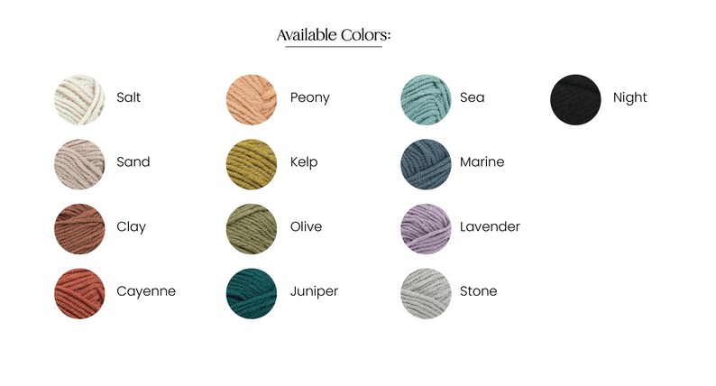 color chart of available beanie colors