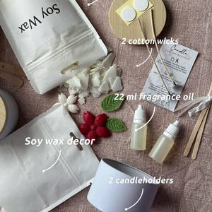 DIY soy candle making kit. Scented soy candle set box. Craft kit for candle lovers. Crafty gift for friends. Make your own candles.