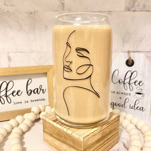 Outline Woman Bierblikje Glas Iced Coffee Glass Soda Glas Blik ...