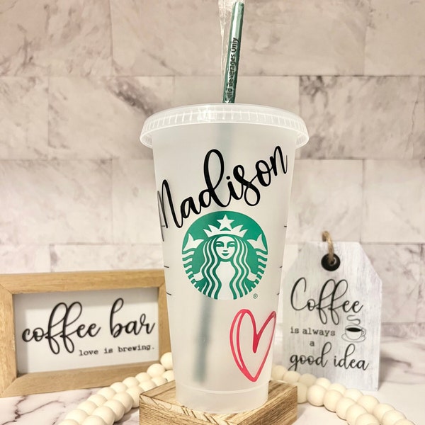 Scribble Heart Starbucks Cup | Custom Starbucks Cup | Personalized Starbucks Cup | Gifts for Her | Bridesmaid Gift | Iced Coffee Cup