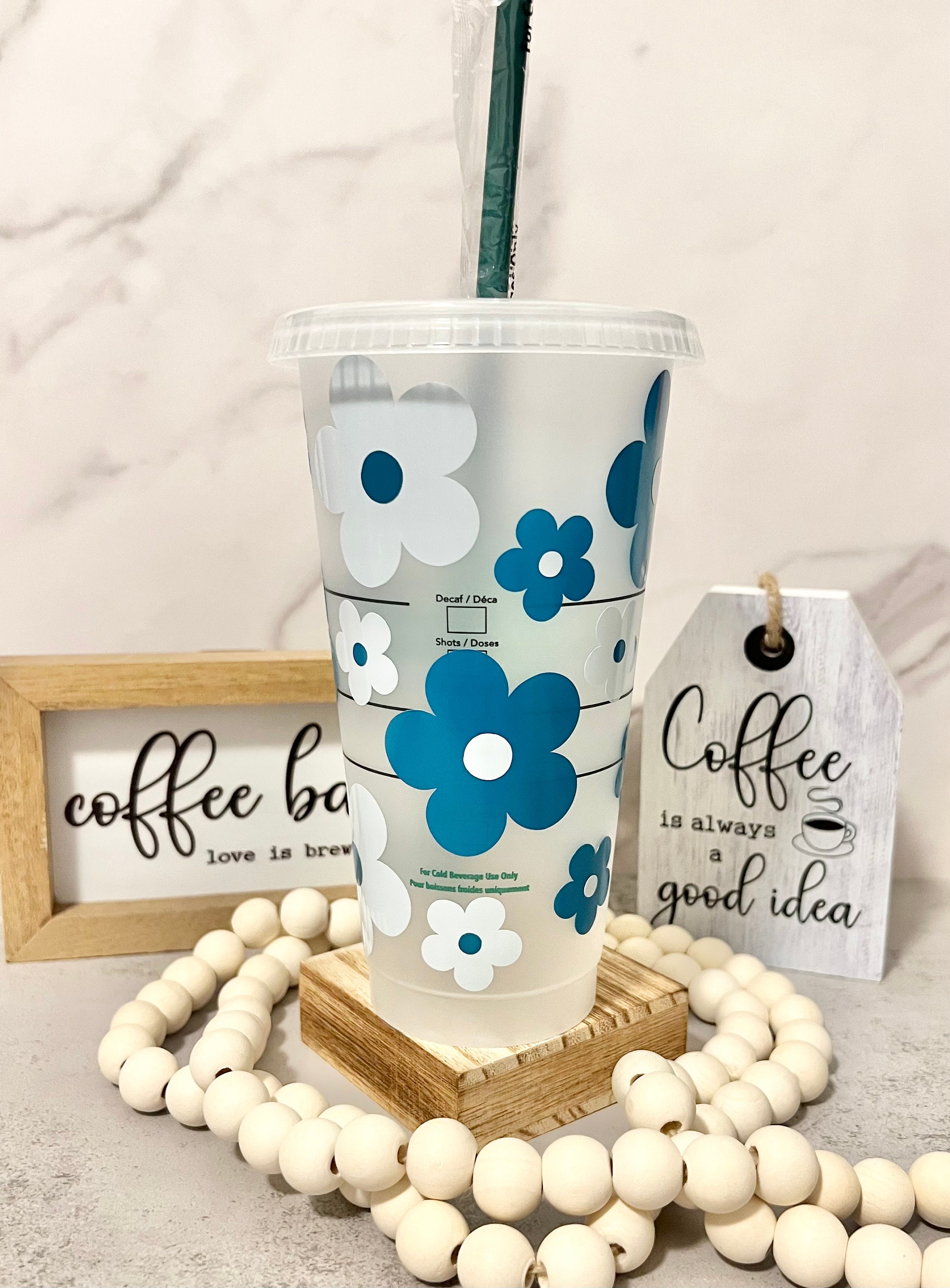 Pink Retro Daisy Starbucks Cup Personalized Starbucks Cold Cup Birthday  Gift Reusable Cup Iced Coffee Cup Starbucks Tumbler 