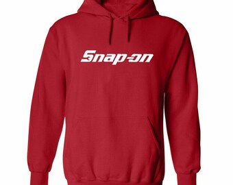red snap on hoodie