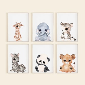 Safari Baby Animal Prints Set of 6 - Printable Nursery Wall Art - Jungle Animals Prints- Baby Room -  Baby Animal Prints - Christmas gift