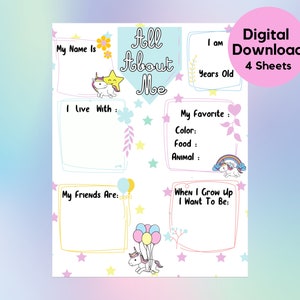 All About Me Worksheets For Kids - Printable All About Me Book - All About Me Sheets - All About Me Printables - Children Activity Pages