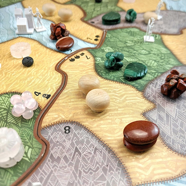 Fichas de jugador de lujo de Spirit Island / 4 o 6 jugadores / Formas mixtas / Piedra semipreciosa