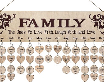 WOWOSS Wooden Family Birthday Reminder Calendar Sign Board DIY Anniversary Wall WOWOSS Wooden Family Birthday Reminder Calendar Sign Board DIY Anniversary Wall