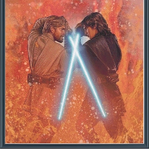 Kenobi Vs Anakin on Mustafar Digital Cross Stitch Pattern | Star Wars Cross Stitch Pattern | Movie Cross Stitch Chart | Printable PDF