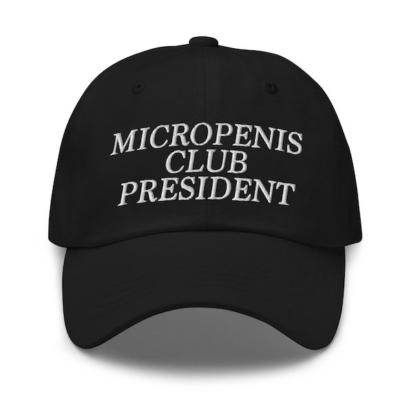 Micropenis Club President, Embroidered Dad Hat, Funny Hat, Adult Humor, Baseball Cap, Unisex Dad Cap, Meme Hat, Funny Gift, Funny Quote