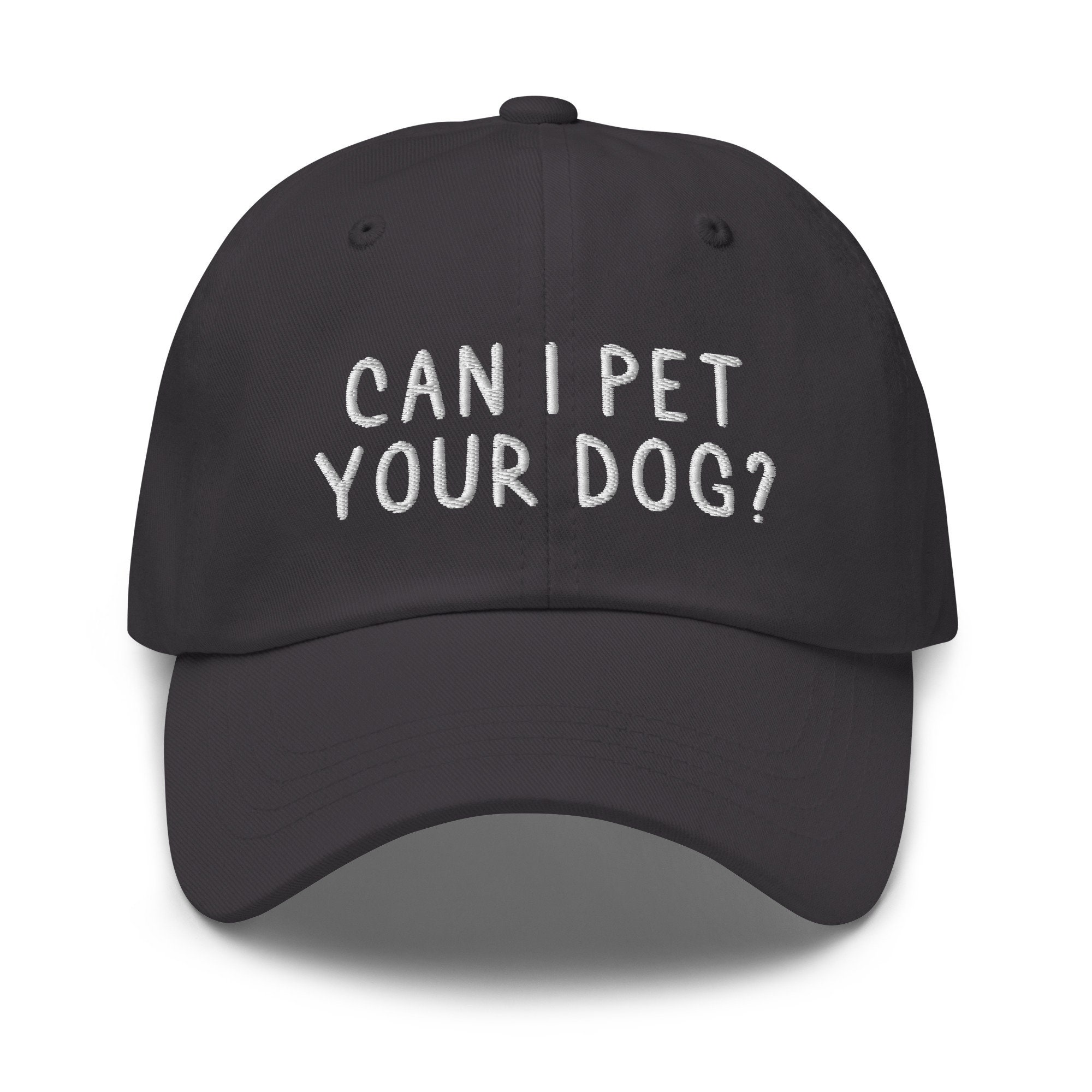 CAN I PET YOUR DOG? GRAY BASEBALL HAT Can I Pet Your Dog? Slideback Hat Blue OSFM Embroidered  main image 2