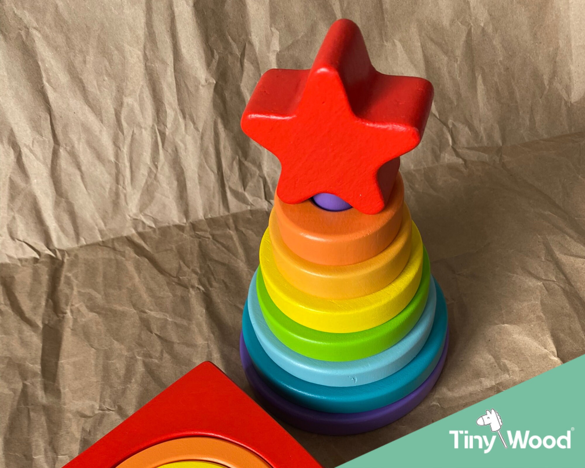 Wooden Ring Stacker, Montessori Rainbow Stacker, Ring Stacker, Waldorf ...
