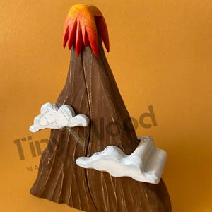 Waldorf Inspired Wooden Volcano and Cloud Set - Handmade Montessori Toy from Linden Wood