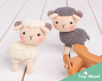 Gehaakte lamspluche, handgemaakte schapenpop, knuffeldier amigurumi, babyshowercadeau, decoratie kinderkamer