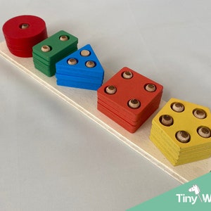 Wooden Sorting & Stacking Toy,– Puzzle Blocks Toy for Toddlers – Preschool Children Game, Geometric shapes, Puzzle for Kids, educational toy