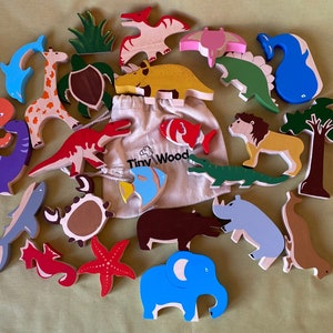 Wooden Animal Figures: Montessori Toy Collection