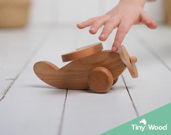 Handgefertigtes Holzflugzeug Spielzeug, Montessori Kleinkind Spielzeug, Buchenholz Flugzeug, Waldorf Geschenk für Kinder