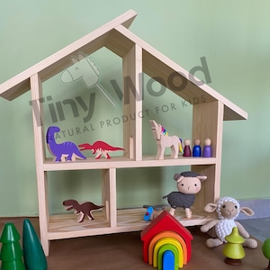 Großes Holz Puppenhaus: Skandinavisches Puppenhaus mit Möbeln