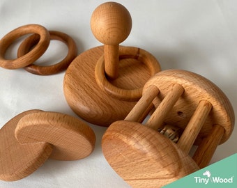 Montessori Beech Wood Stacking Rings Toy: Sensory Learning Set