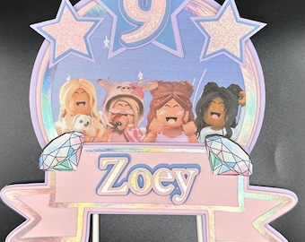 Personalized 3D Roblox Gamer Girl Cake Topper