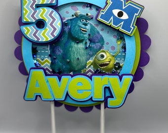 Monsters Inspired Shaker Cake Topper: Personalized Birthday Decor