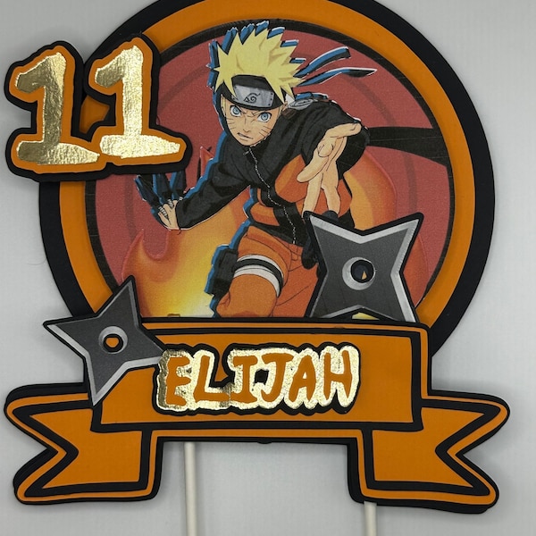 Personalized 3D Cake Topper, Anime Cake topper, manga cake topper, ninja cake topper, boy cake topper, Uzumaki cake topper, 3D cake topper