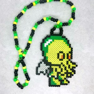 Cute Cthulhu Perler Kandi Necklace, Rave Necklace, Perler Art