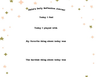 Child's Daily Reflection prompts, digital template